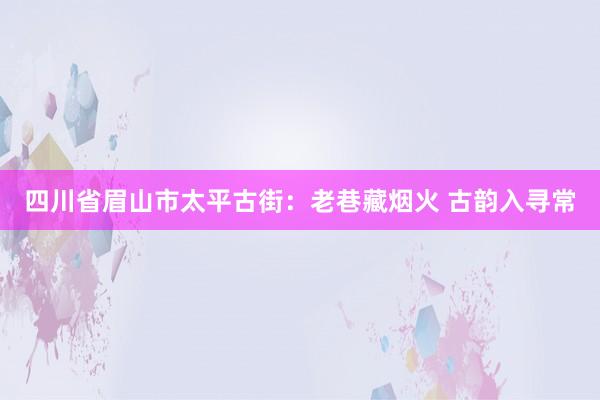 四川省眉山市太平古街：老巷藏烟火 古韵入寻常