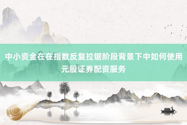 中小资金在在指数反复拉锯阶段背景下中如何使用元股证券配资服务