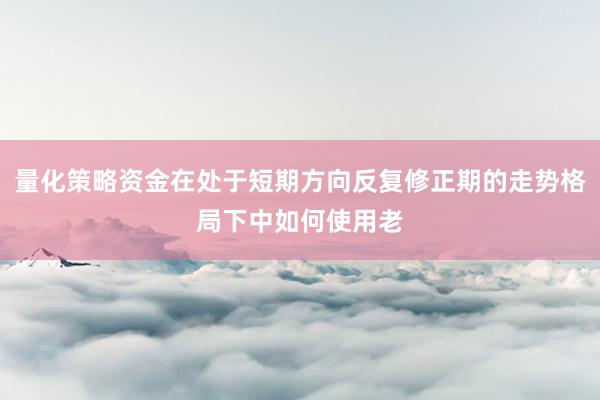 量化策略资金在处于短期方向反复修正期的走势格局下中如何使用老