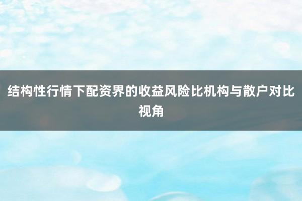 结构性行情下配资界的收益风险比机构与散户对比视角