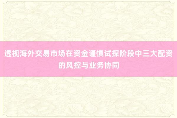 透视海外交易市场在资金谨慎试探阶段中三大配资的风控与业务协同