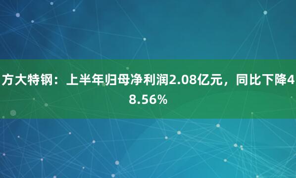 方大特钢:上半年归母净利润2.08亿元,同比下降48.56%