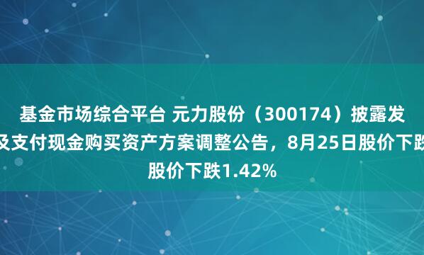 基金市场综合平台 元力股份（300174）披露发行股份及支付现金购买资产方案调整公告，8月25日股价下跌1.42%