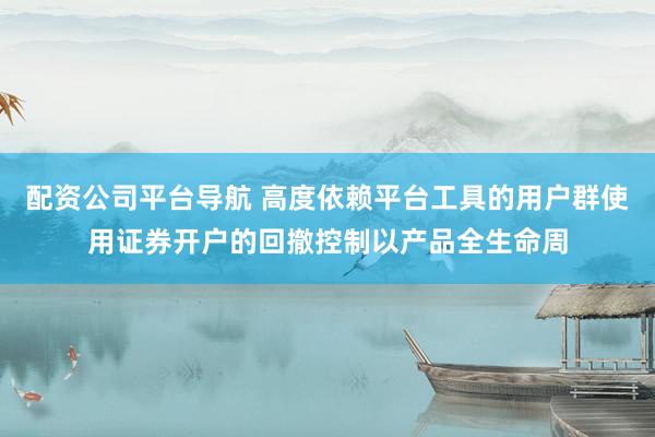 配资公司平台导航 高度依赖平台工具的用户群使用证券开户的回撤控制以产品全生命周